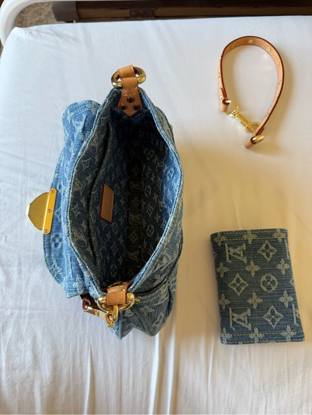 Bundle Blue Denim hobo bag Pochette Shoulder Bag with wallet